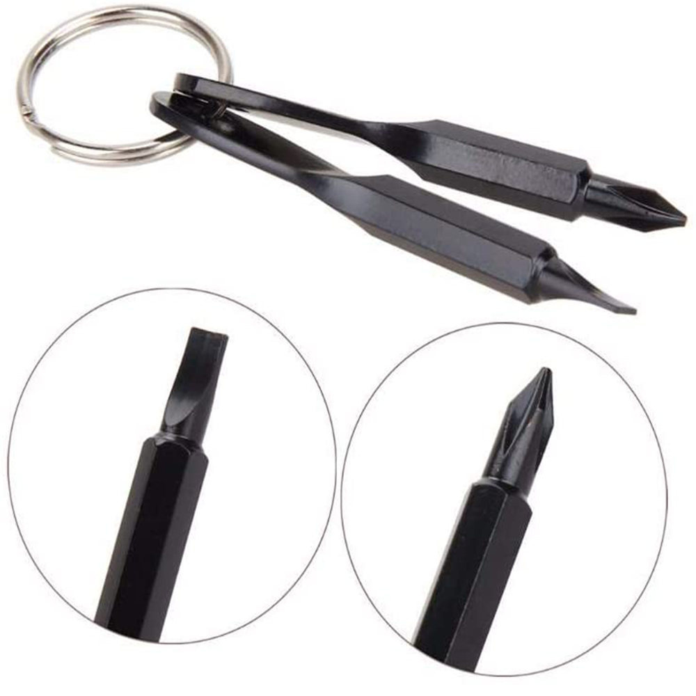 2 PCS Mini Screwdriver Keychain Multifunctional Pocket Mini Tool Screwdriver Set with Key Ring