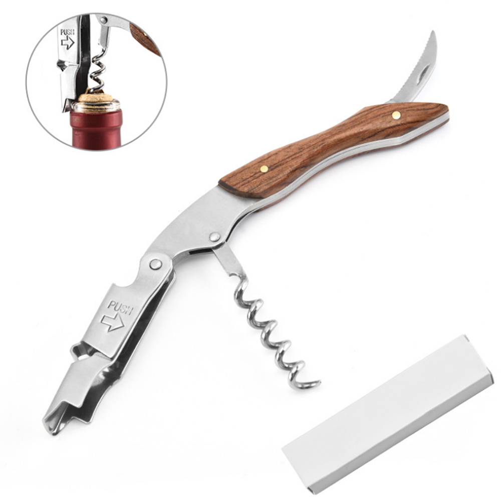 wholesale stainless steel wine bottle opener gift set custom logo