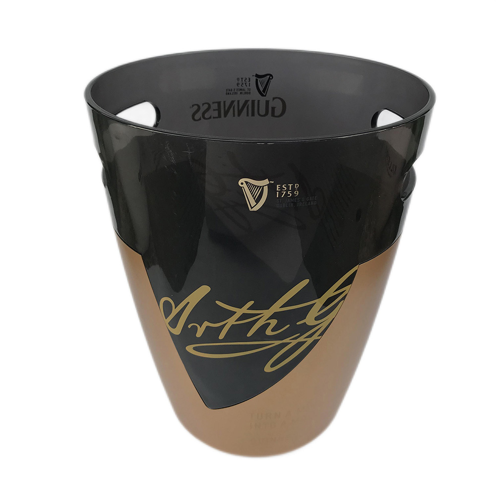 Guinness Abnormal Shape Plastic PS Aluminium Gold Color Ice Bucket 