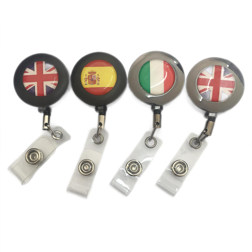 32MM Retractable Badge Holder Reel ID Badge Holder with Belt Clip Key Ring for Name Card keychain 