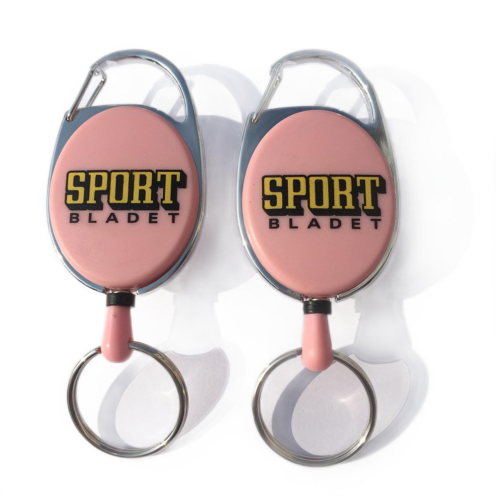 Pink Retractable Pull Key Ring Id Badge Lanyard Name Tag Card Holder Recoil Reel Belt Clip Metal Housing Plastic Covers 