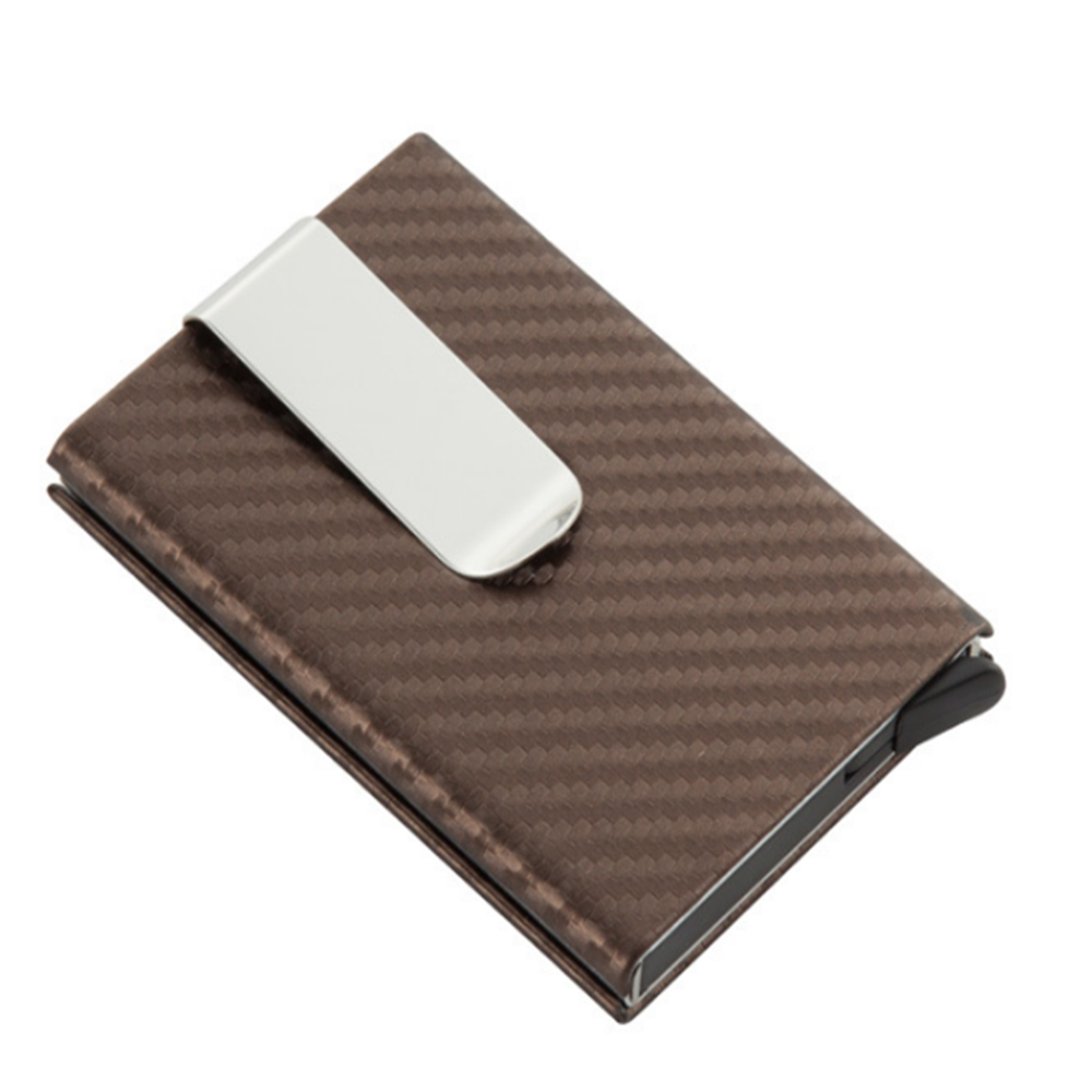 Premium Luxury Style Blocking Slim Aluminium Minimalist Card Holder Carbon Fiber Cardholder Wallet Money Clip 