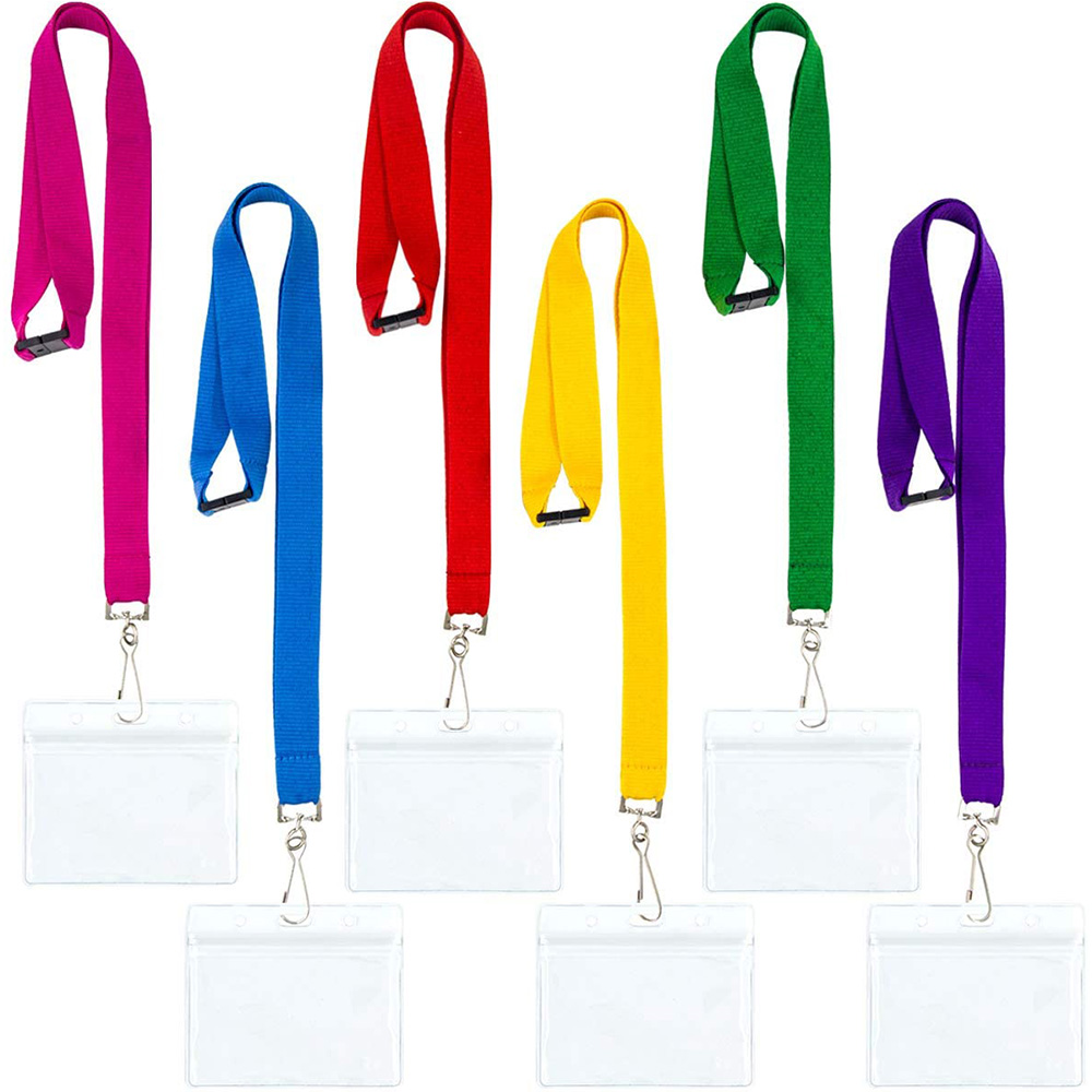 Hot Sell In Amazon DIY Bright Color Hall Pass Lanyards with Badge Holders With Printed Lanyards