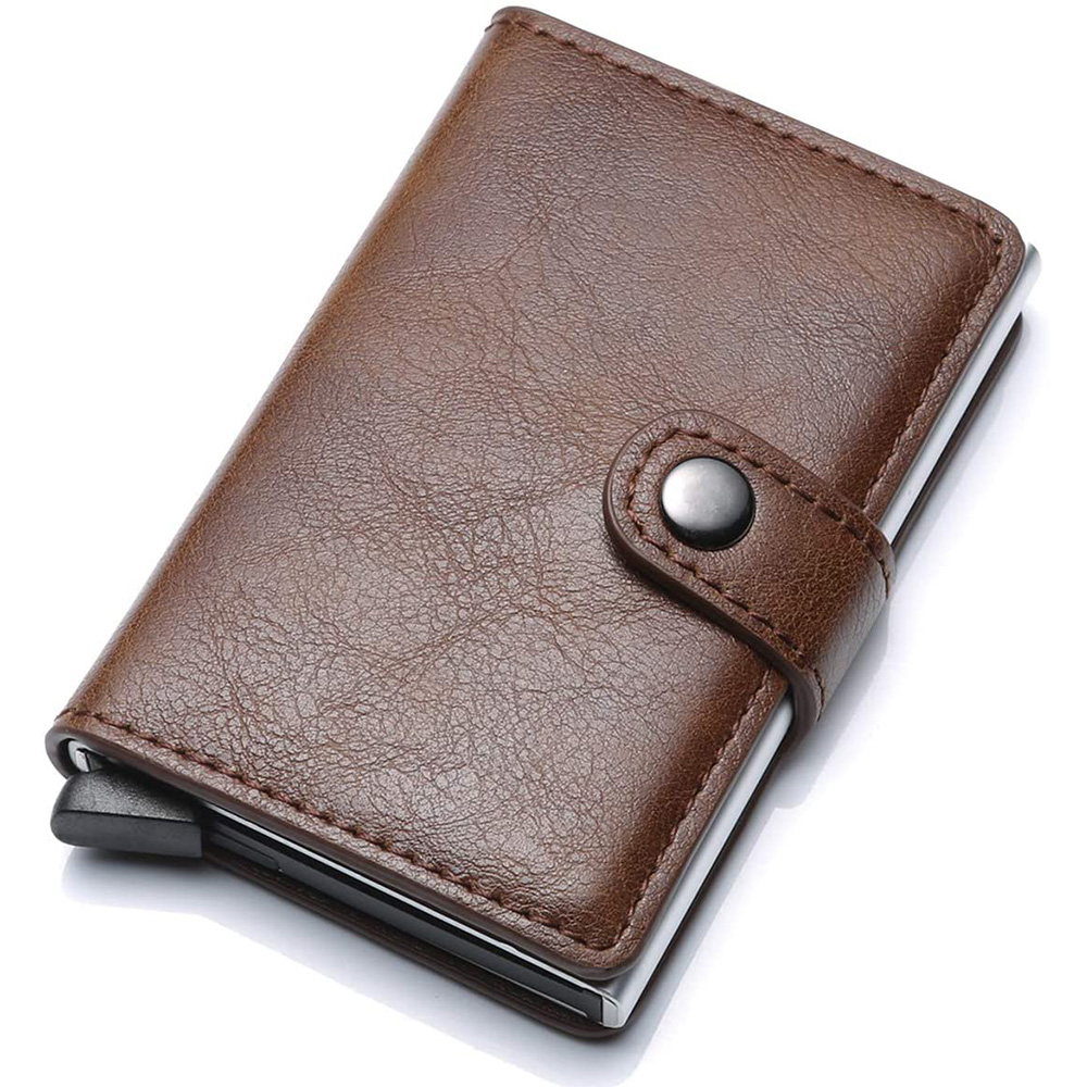 HOT SELL IN AMAZON  PU Leather Business Card Case Name Card Holder Slim Metal Pocket Card Holder 