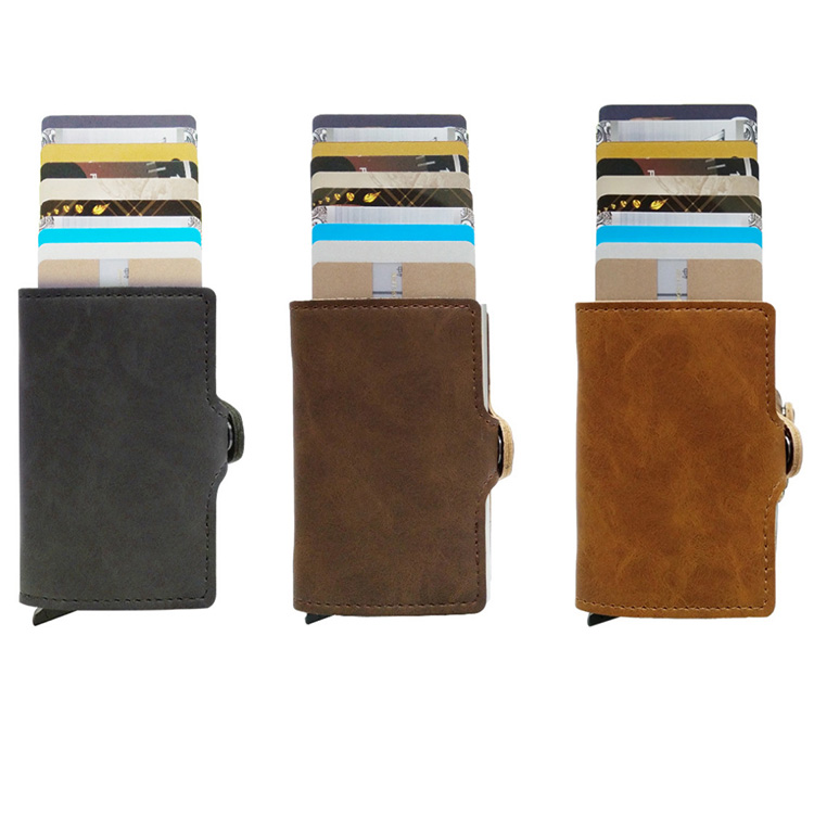 Front Pocket Anti-theft-RFID Auto Pop up Travel Thin Wallets Slim Business Card Case Holder