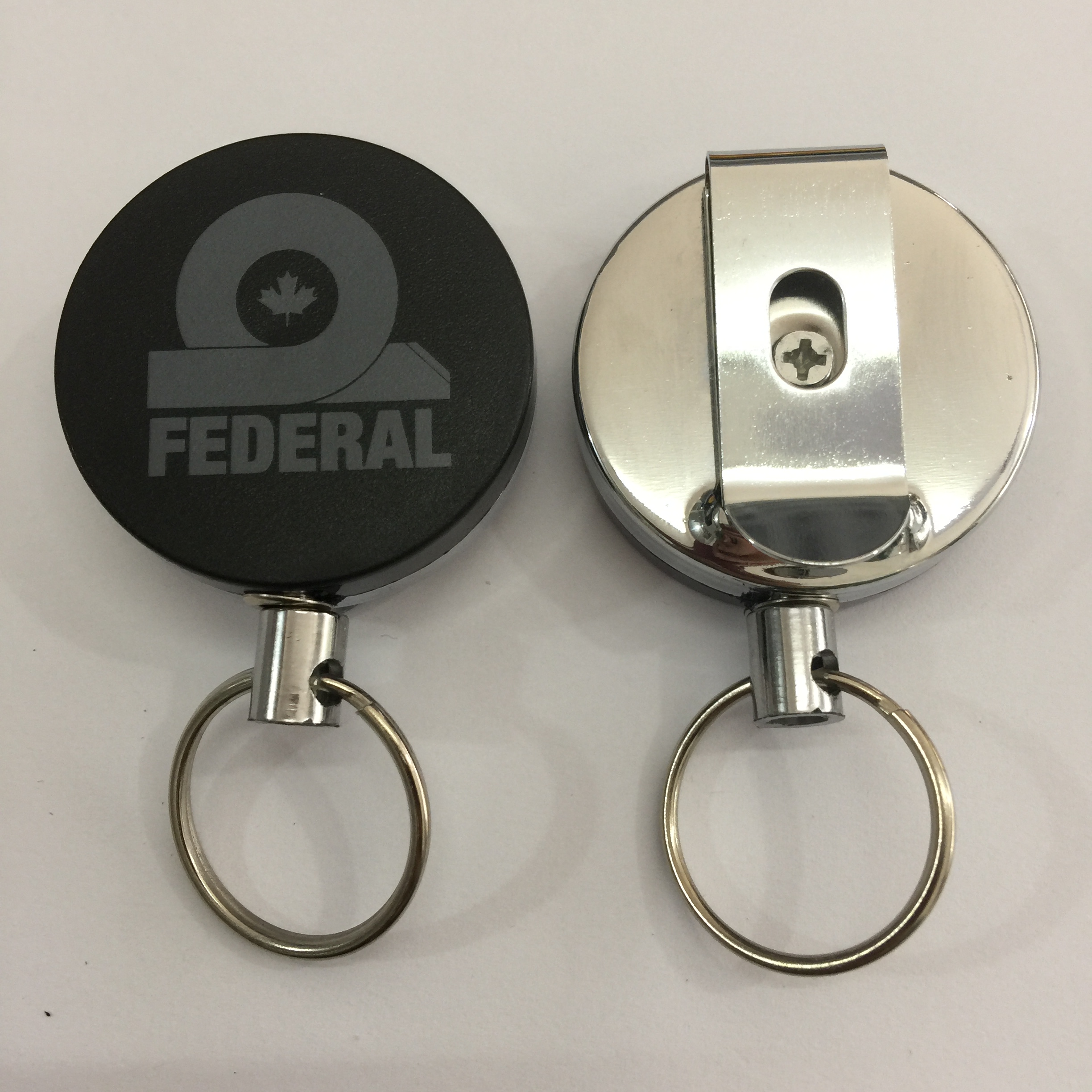 40 MM Round Metal Retractable  Badge Reel With One Color Silk Screen Printing