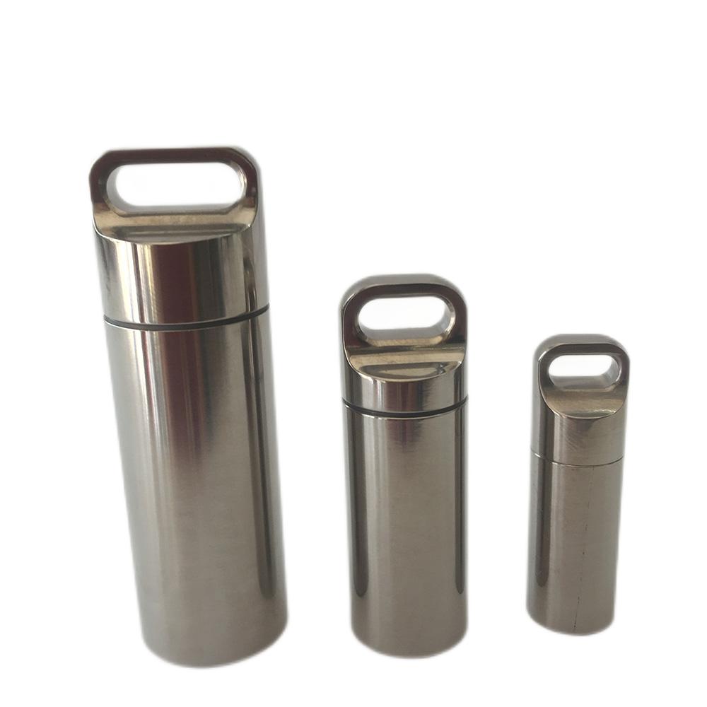 Hot sell in Amazon Waterproof Metal Pill Organizer Case Bottle Holder Container for Outdoor Travel Camping 