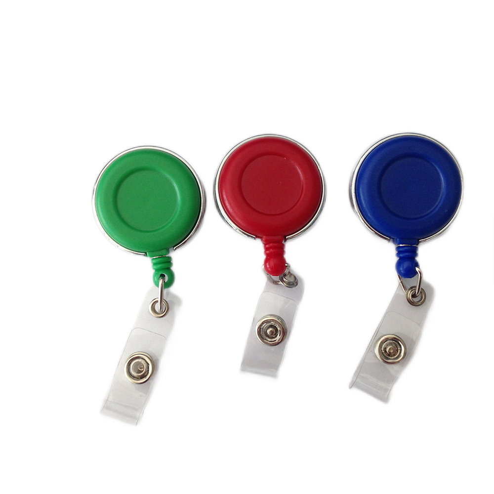 Round Retractable Pull Key Ring Id Badge Lanyard Name Tag Card Holder Recoil Reel Belt Clip Metal Housing Plastic Covers 