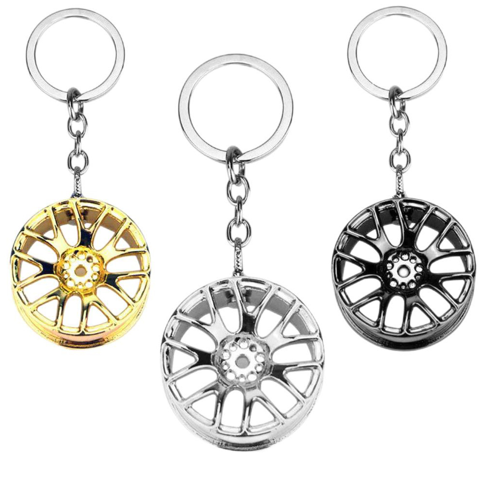  Creative Mini Car Wheel Hub Auto Logos Key Chain Auto Parts Mini Car Tire Wheel Key Chain economical 