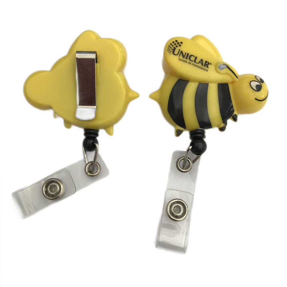 Cartoon bee shape name badge reel for id card holder ,New mold for new design badge reel 