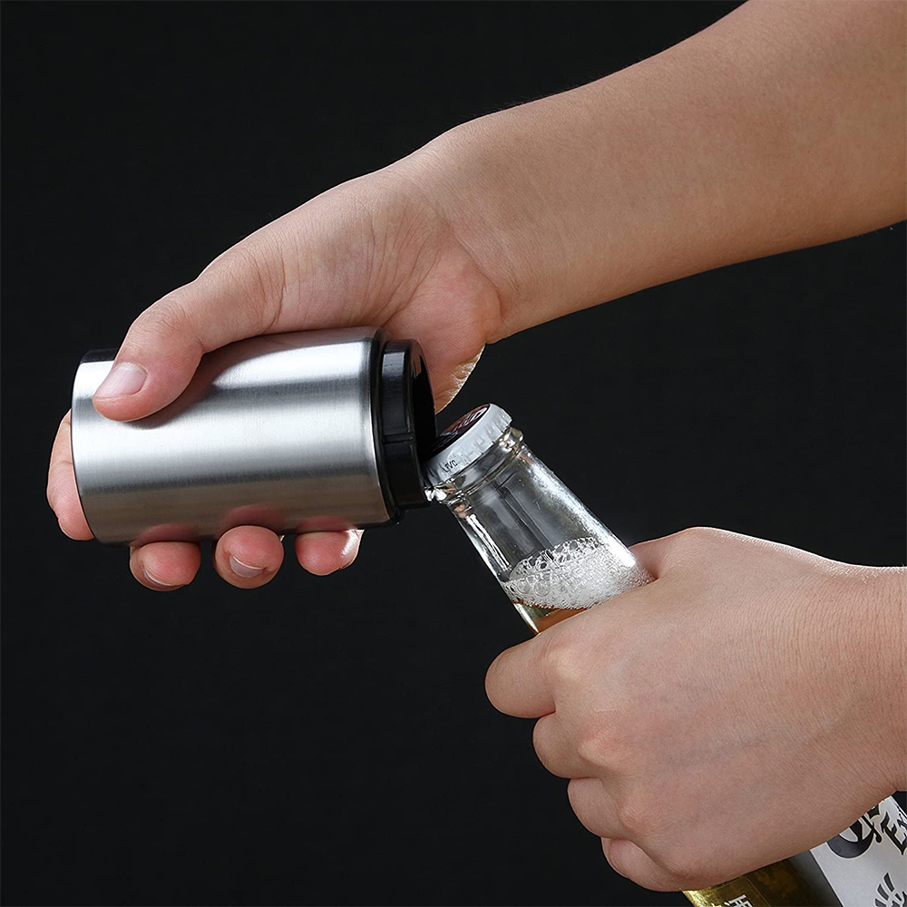 Hot sell in amazon Automatic Beer Bottle Opener with Magnetic Cap Cap Catcher Push Down Pop Top Bottle Cap Collector