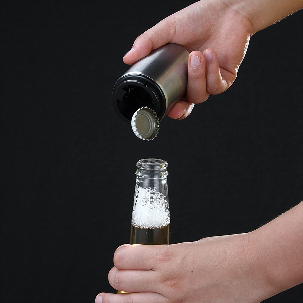 Hot sell in amazon Automatic Beer Bottle Opener with Magnetic Cap Cap Catcher Push Down Pop Top Bottle Cap Collector