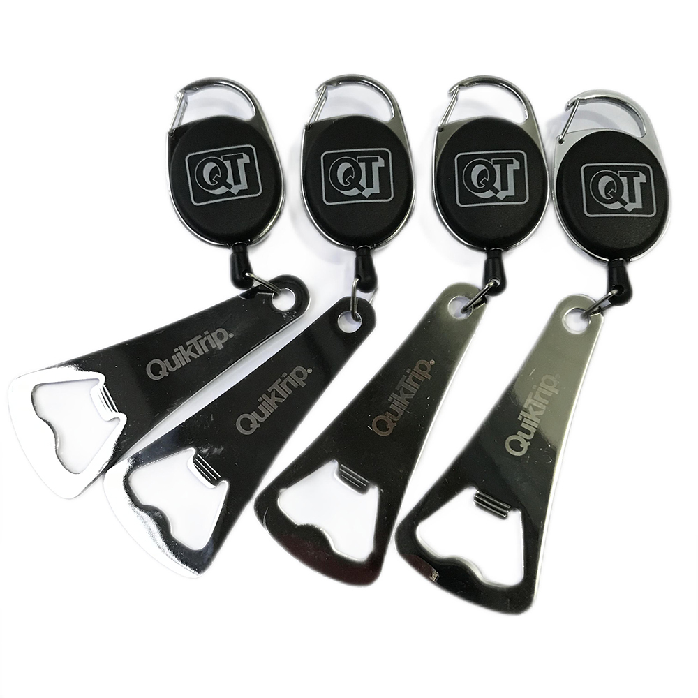 Metal Heavy duty Retractable key chain bottle opener custom logo available