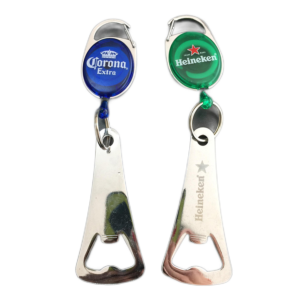 Metal Heavy duty Retractable key chain bottle opener custom logo available