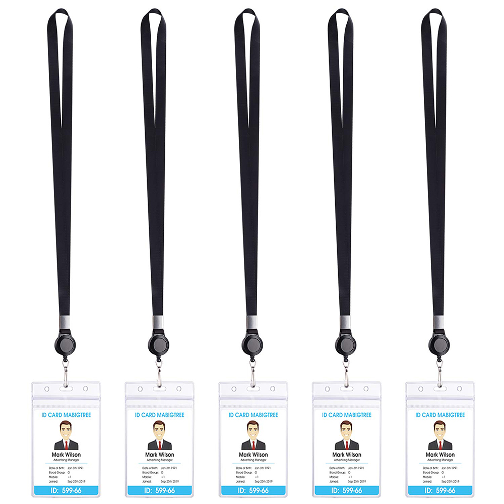 Retractable Badge Holder ID Badge Holder with Lanyard and Vertical Plastic Waterproof ID Card Holder 