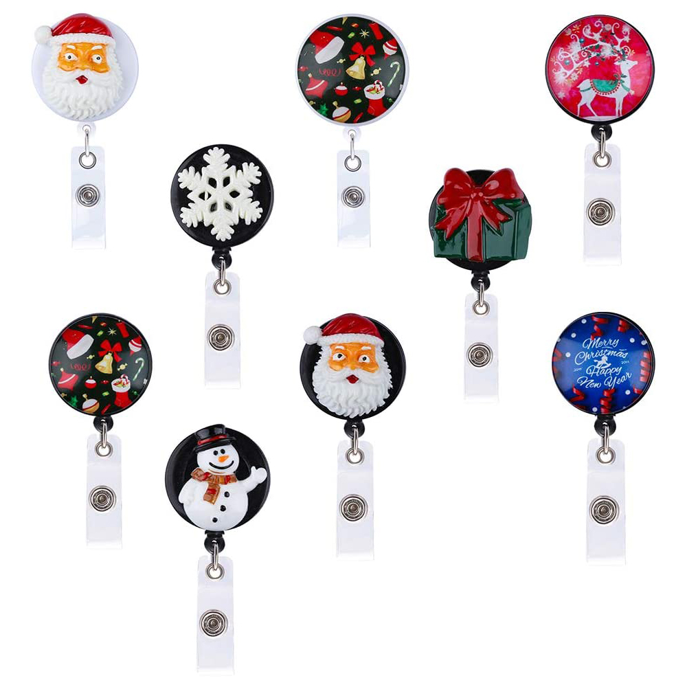 Hot Sell In Zamzon Merry Christmas Badge Holder Custom Cute Retractable Badge Reel 