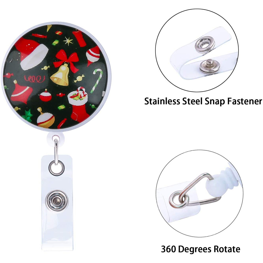 Hot Sell In Zamzon Merry Christmas Badge Holder Custom Cute Retractable Badge Reel 