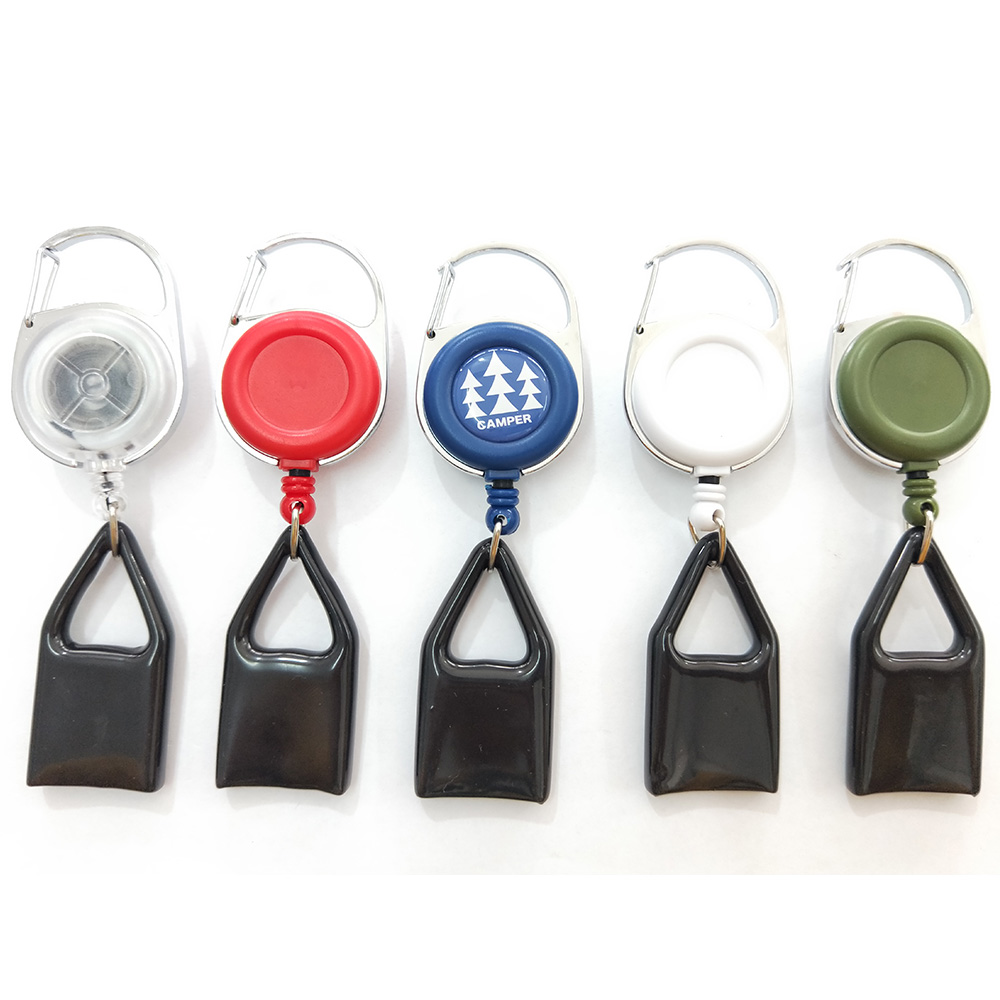 Heavy Duty Plastic ABS Lighter Retractable Badge Holders Carabiner Badge Reels with Leash 