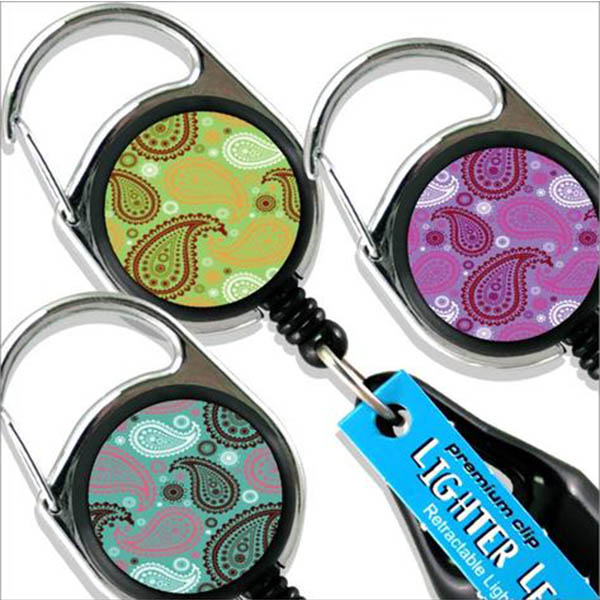 Plastic ABS Lighter Retractable Badge Holders Carabiner Badge Reels with Leash 