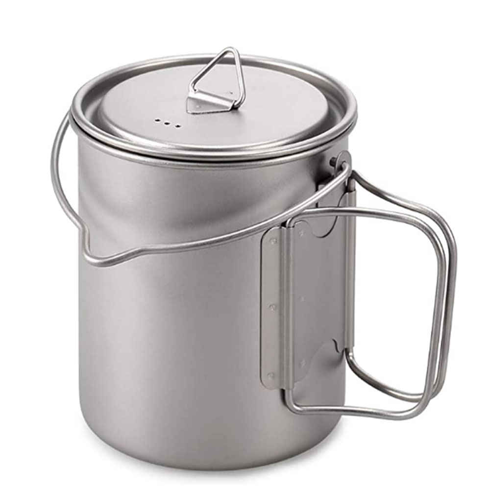 Wholesale Outdoor camping ultralight Portable 300ml Titanium Cookware Pot tea or coffee cup with lid 