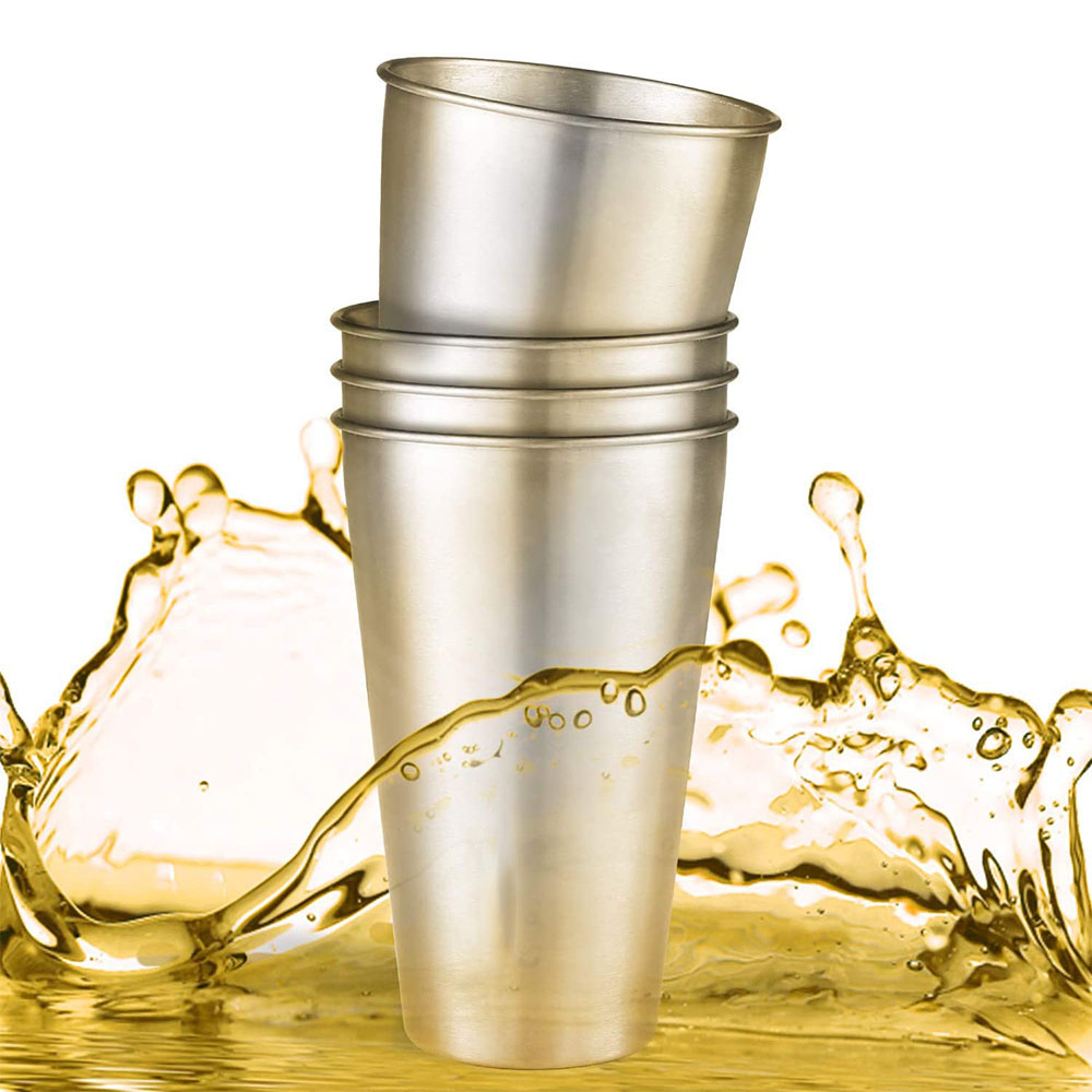 Titanium Beer mug Pint Cups Water Tumblers Unbreakable, Brushed Metal Drinking mug for Travel Outdoor Camping