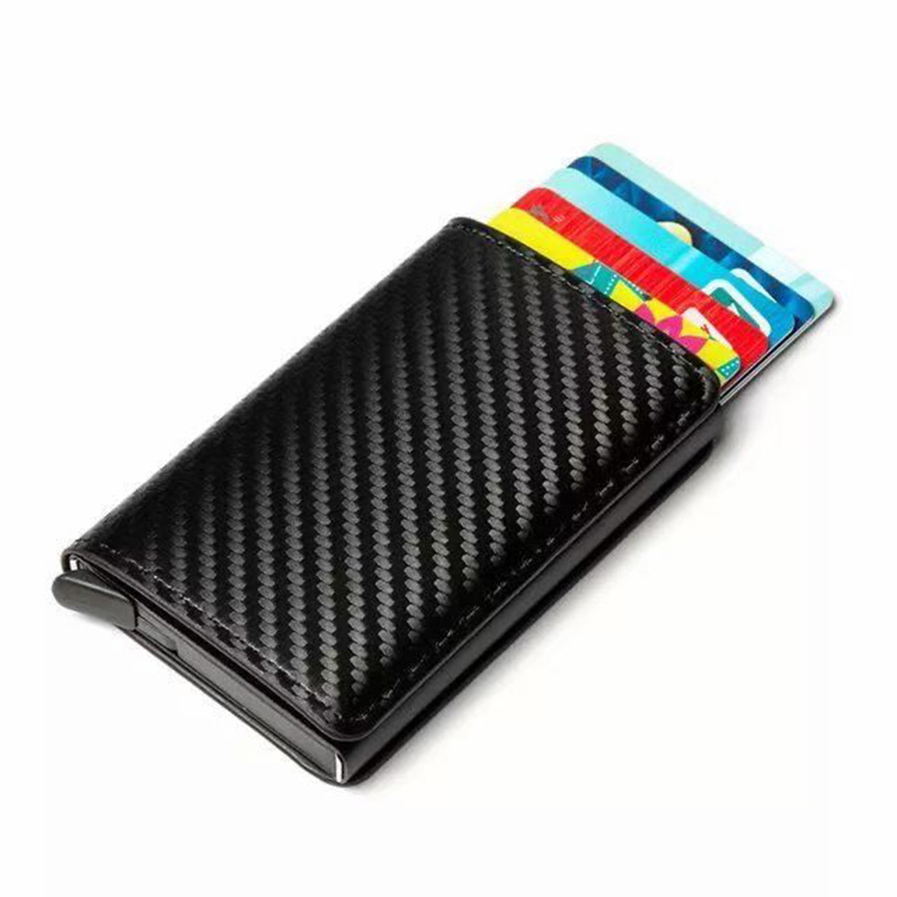 Premium Luxury Style Blocking Slim Aluminium Minimalist Card Holder Carbon Fiber Cardholder Wallet 