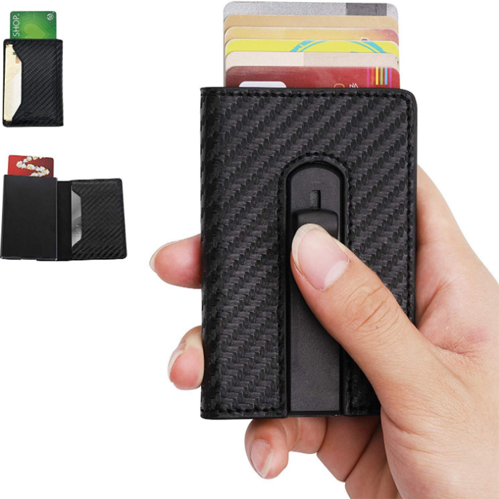 Premium Luxury Style Blocking Slim Aluminium Minimalist Card Holder Carbon Fiber Cardholder Wallet Money Clip