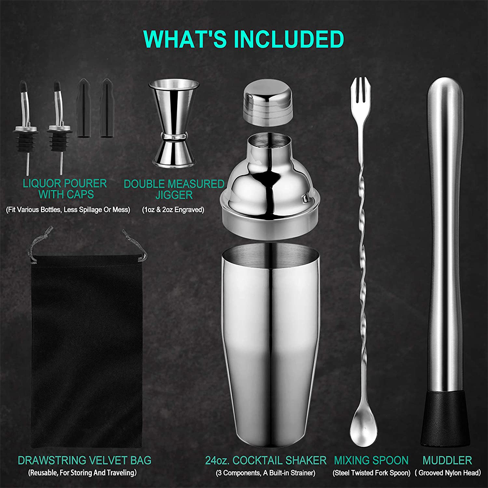 Professional Bartender Drink Making Tool Stainless Steel Bartender Set Factory Direct Sale 2020 Amazon Top Seller