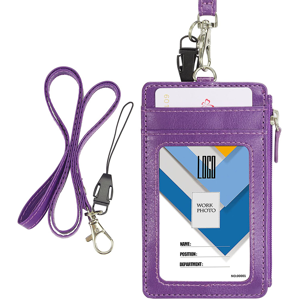 Retractable Keychain Retractable Badge Holder Pu Leather Id Card Cover Wholesale