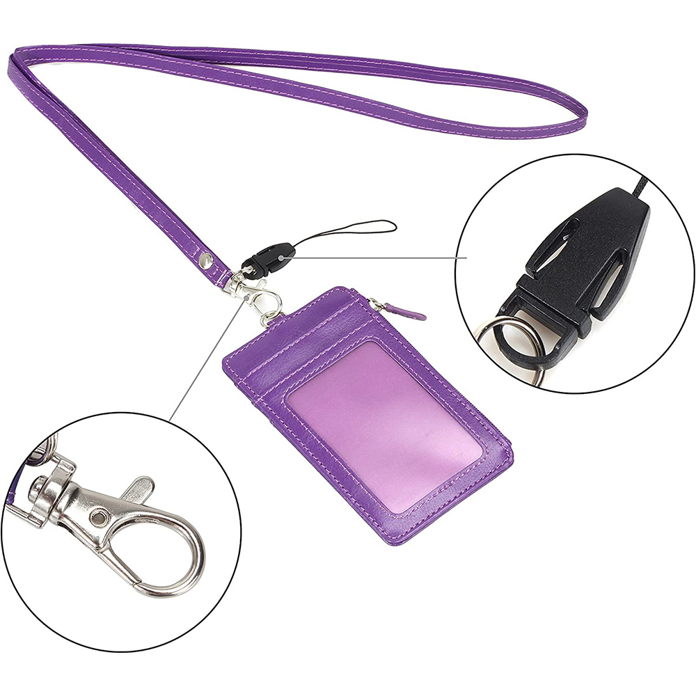 Retractable Keychain Retractable Badge Holder Pu Leather Id Card Cover Wholesale