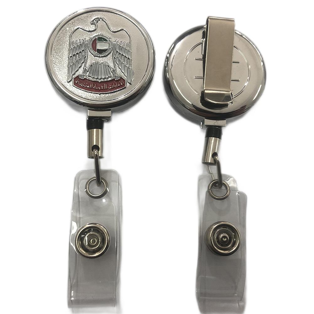 New Arrival Wholesale Stainless Steel Round Retractable Badge Reel with alligator clip 
