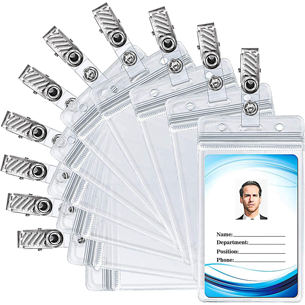 Hot sell in amazon Retractable Badge Holder ID Badge Holder and Vertical Plastic Waterproof ID Card Holder Clips