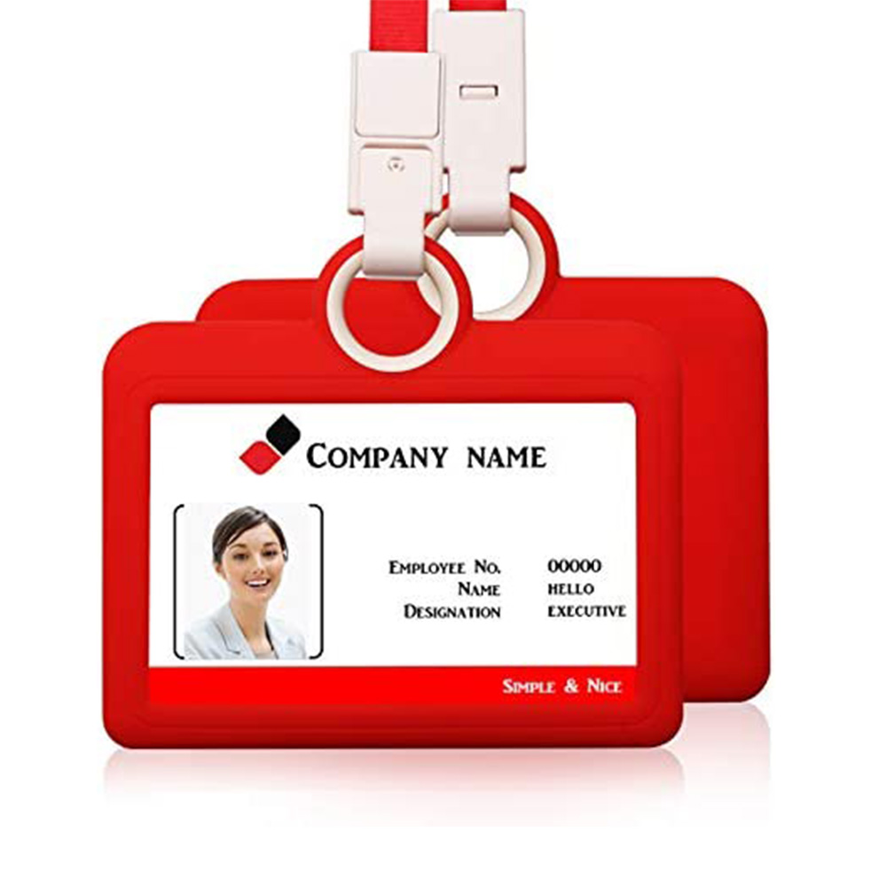 Hot Sell In Amazon Badge Holder ID Silicon Card Holder Vertical with Lanyard Neck Strap Heavy Duty ID Card Holder 