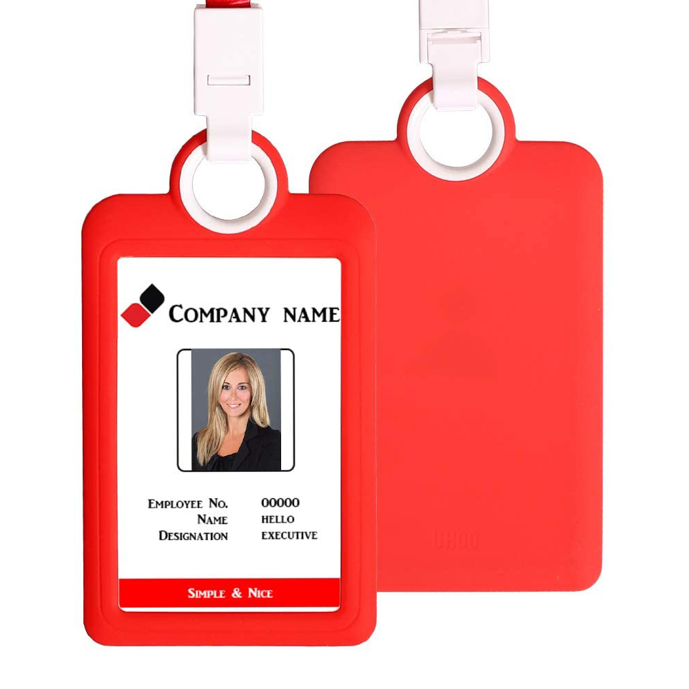 Hot Sell In Amazon Badge Holder ID Silicon Card Holder Vertical with Lanyard Neck Strap Heavy Duty ID Card Holder  - 副本