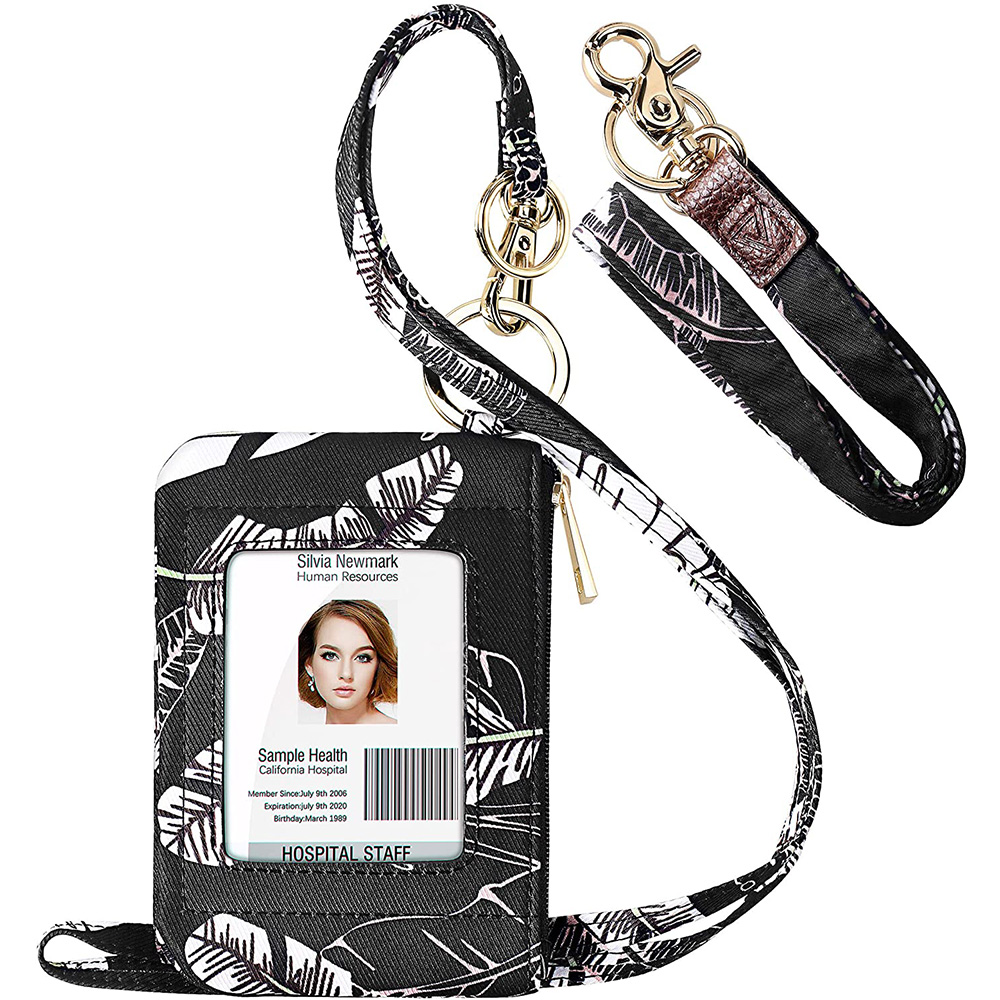 Fashion Lanyard Wallet with 1 Clear ID Window Credit Cards Coins Cash Pouch with Neck Lanyard and a Wrist Lanyard