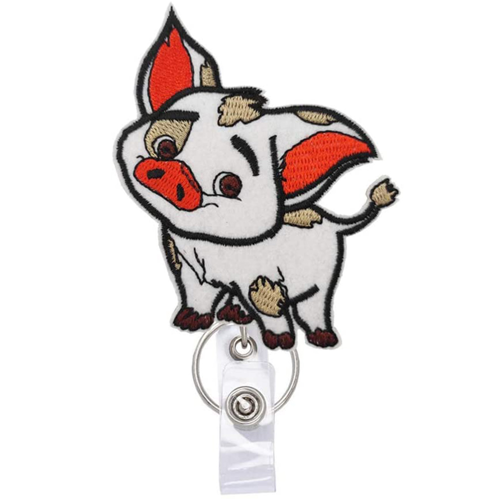 cartoon pig nurse name retractable badge clip cute ID Card Badge clip alligator clip felt badge holder