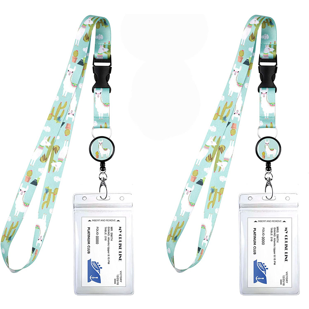 2-Pack Cruise Lanyard & Waterproof ID Key Card Holder Clip Matching Retractable Badge Reel