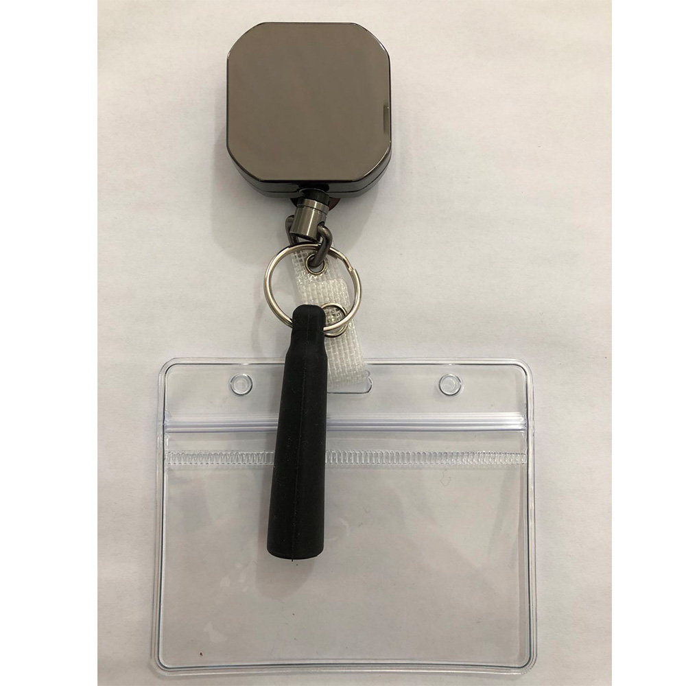 New Style Square Shape Retractable badge reel with Belt Clip Key Ring card holders