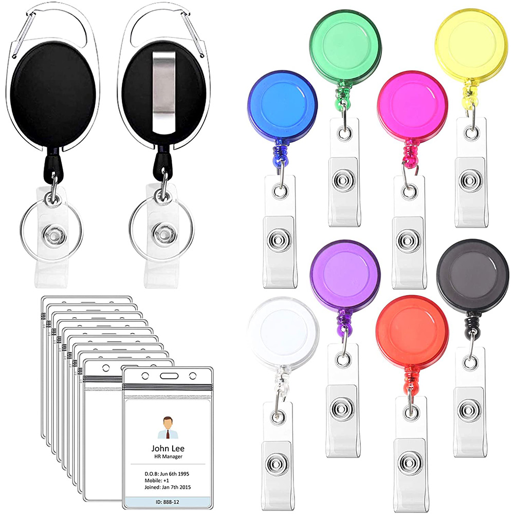 New Candy Color Rounded ID Badge Reels Retractable Clips Including Oval Shape Badge Holder