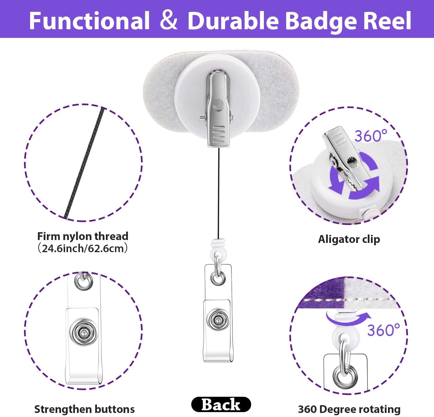 3 Pieces Pill Nurse Badge Reel Retractable ID Name Badge Holder with 360 Degree Swivel Alligator Clip for Nurse Students Doctors