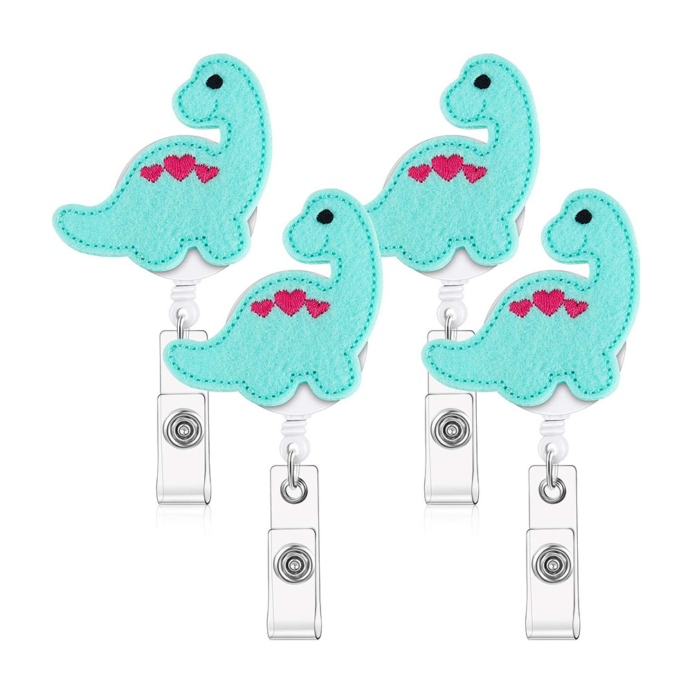 Amazon hotsale Dinosaur Badge Reel Cute Felt Retractable Badge Holder with Alligator Clip Nurse Doctor Volunteer Teacher Student