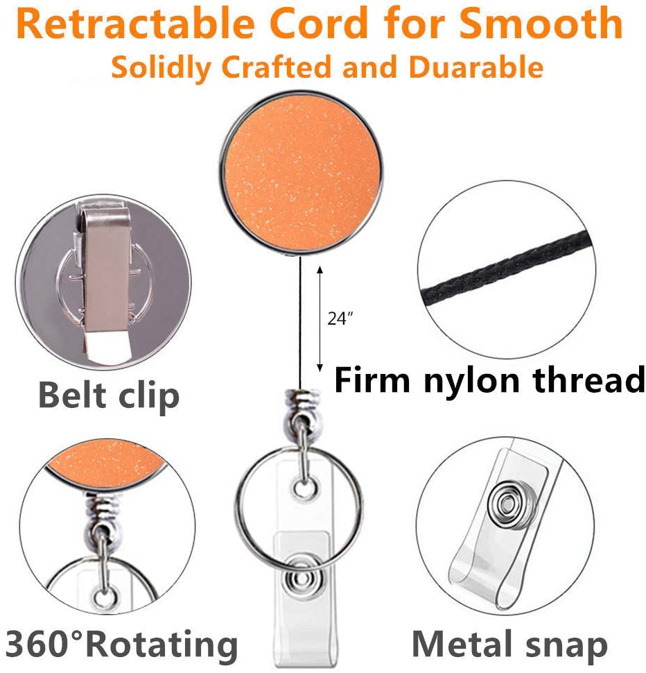 Retractable Badge Holder, Lightweight Plastic Badge Reel Retractable Card Holder with Key Ring Backing Belt Clip for Nurse